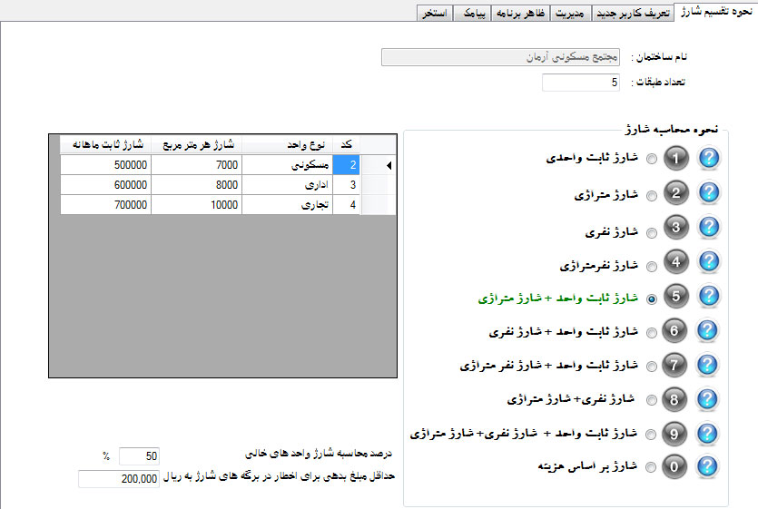 شارژ ساختمان برج